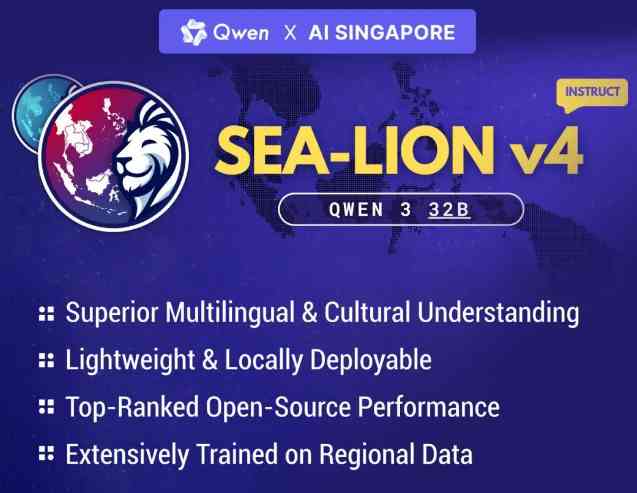 中新合作推出东南亚多语言大模型Qwen-SEA-LION-v4,基于通义千问技术底座 中新合作推出东南亚多语言大模型Qwen-SEA-LION-v4,基于通义千问技术底座